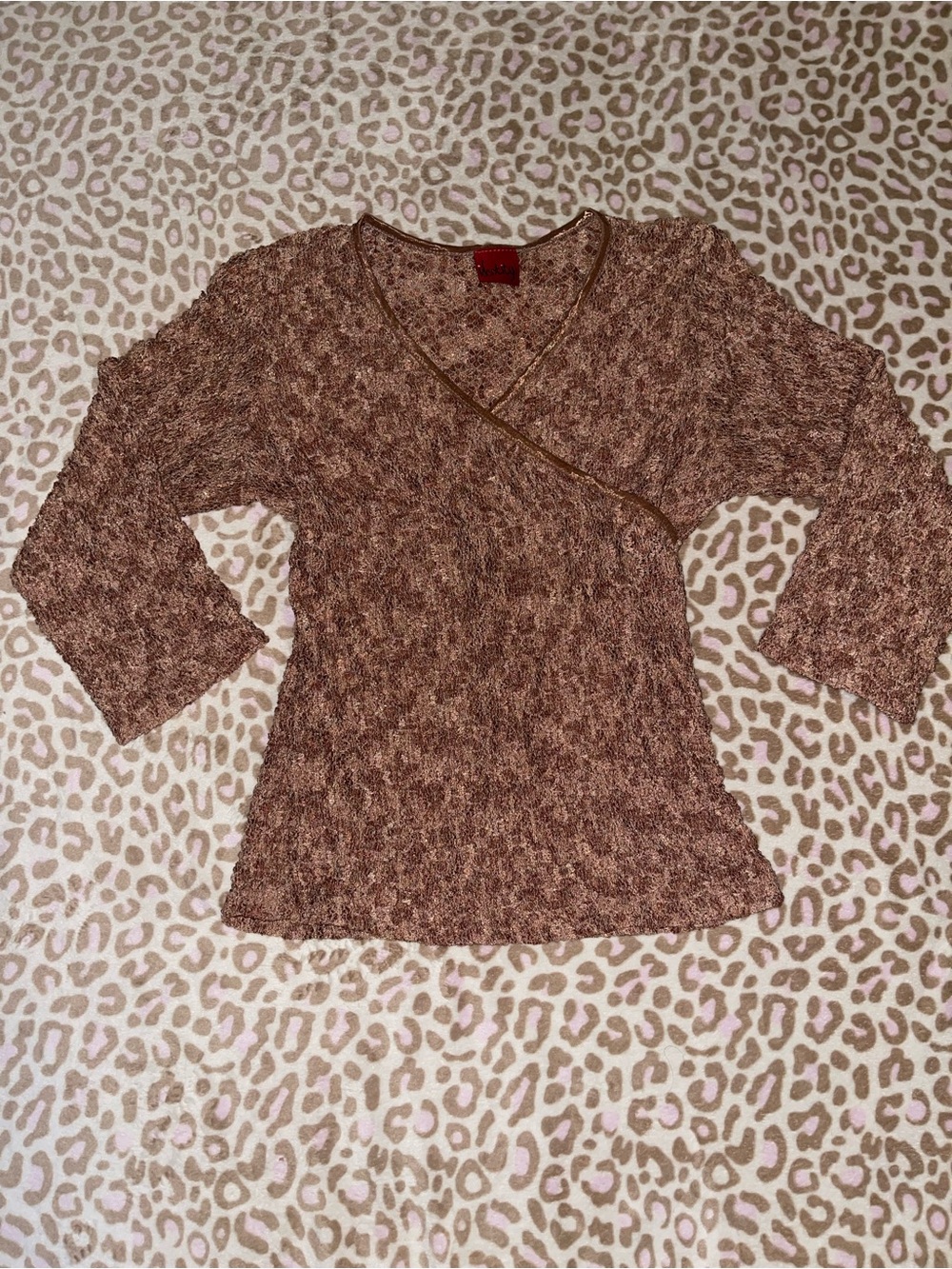Identity vintage Y2K Brown Textured Wrap-Front Top xs/s